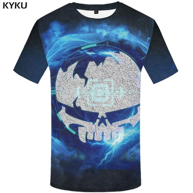 Skull T-shirt Men Flower Tshirts Casual Character Anime Clothes Harajuku Tshirt Printed Animal T-shirts 3d